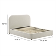 Keynote Upholstered Fabric Curved King Platform Bed in Heathered Weave Ivory