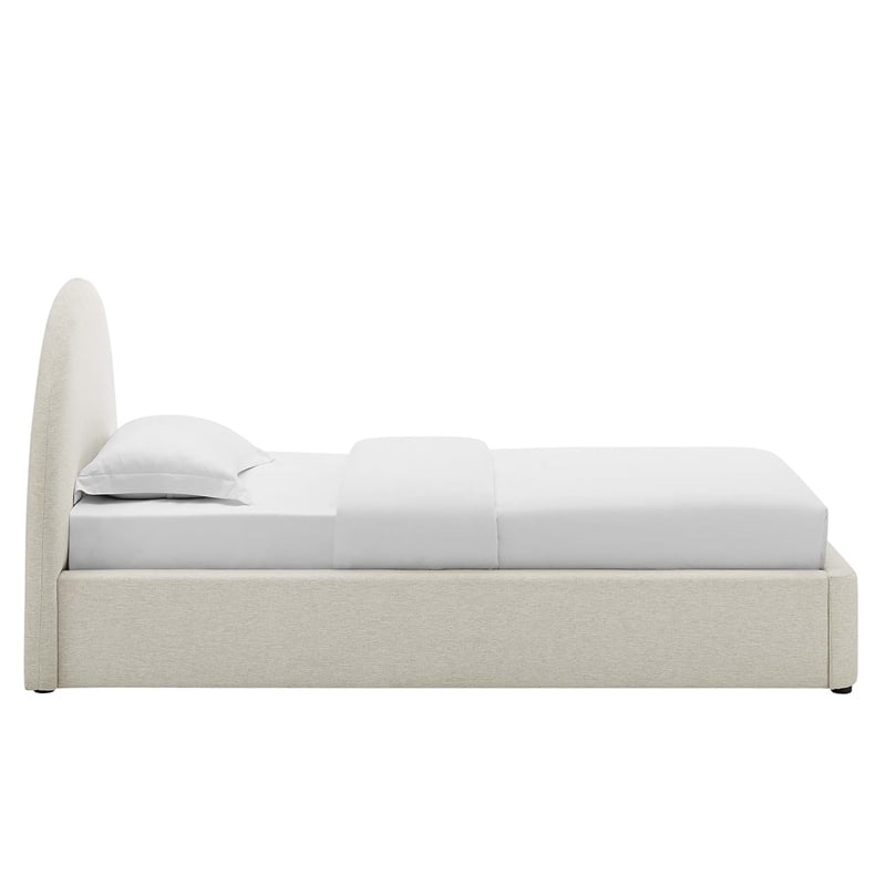Resort Arched Round Twin Platform Bed in Heathered Weave Ivory