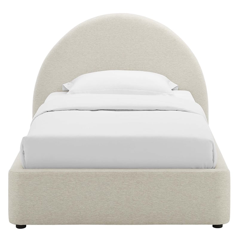 Resort Arched Round Twin Platform Bed in Heathered Weave Ivory