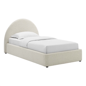 Resort Arched Round Twin Platform Bed in Heathered Weave Ivory