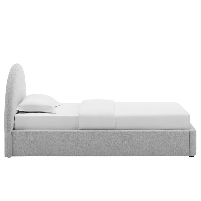 Resort Arched Round Twin Platform Bed in Heathered Weave Light Gray