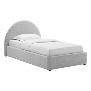 Resort Arched Round Twin Platform Bed in Heathered Weave Light Gray