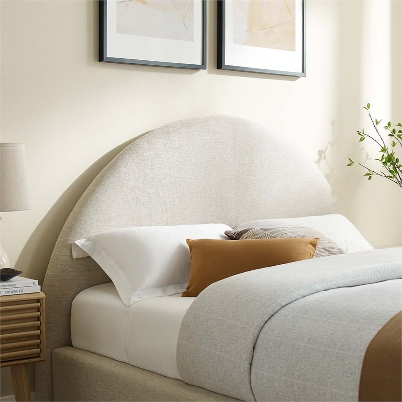 Resort Arched Round Full Platform Bed in Heathered Weave Ivory