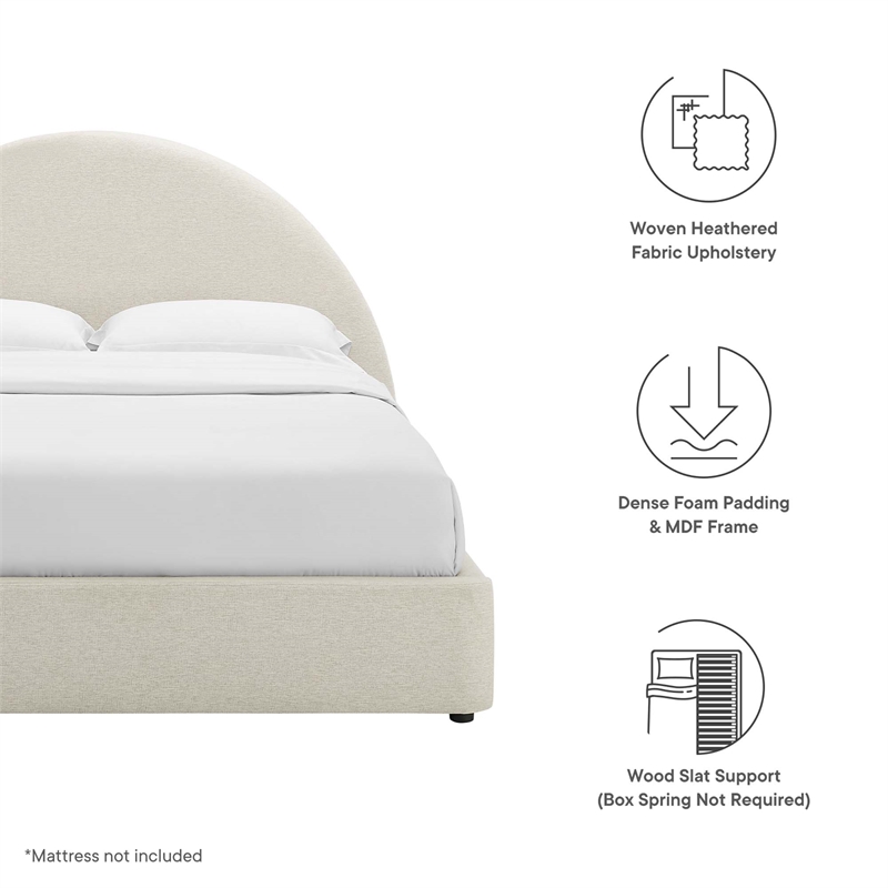 Resort Arched Round Queen Platform Bed in Heathered Weave Ivory