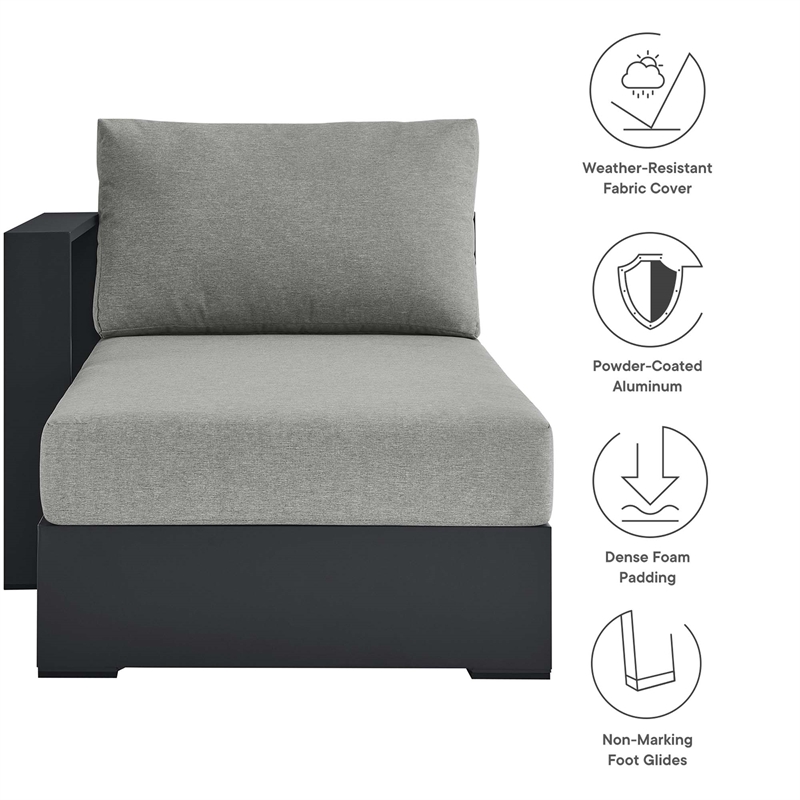 Tahoe Modular Left-Facing Chaise Lounge in Gray Gray