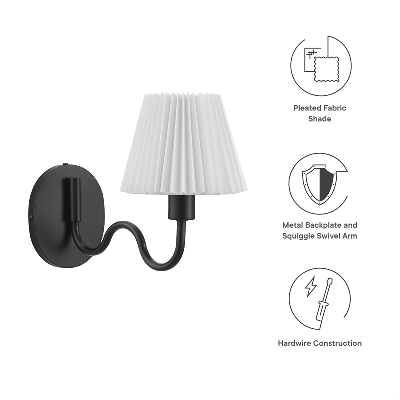 Wave Wall Sconce in Black