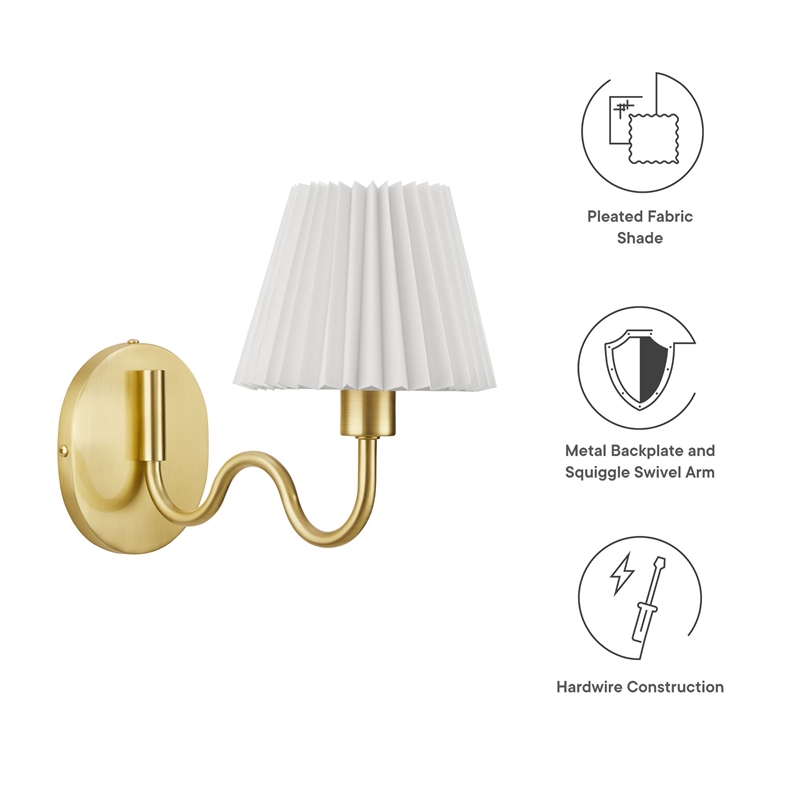 Wave Squiggle Arm Wall Sconce in Brass