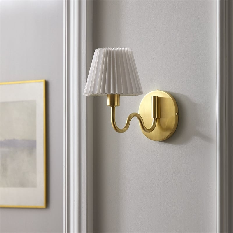Wave Squiggle Arm Wall Sconce in Brass