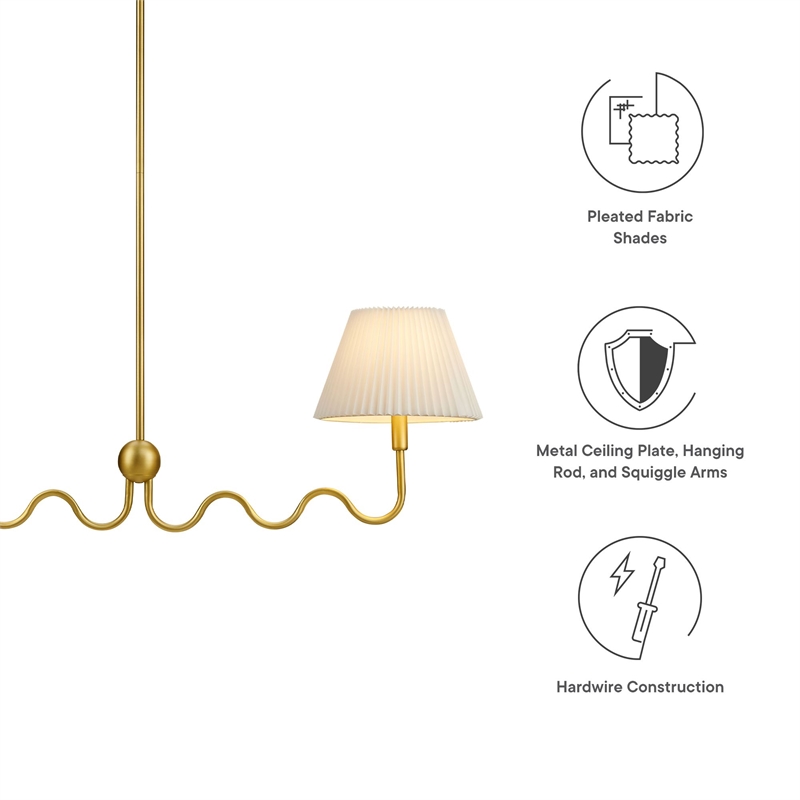 Modway Wave Pendant Light in Brass