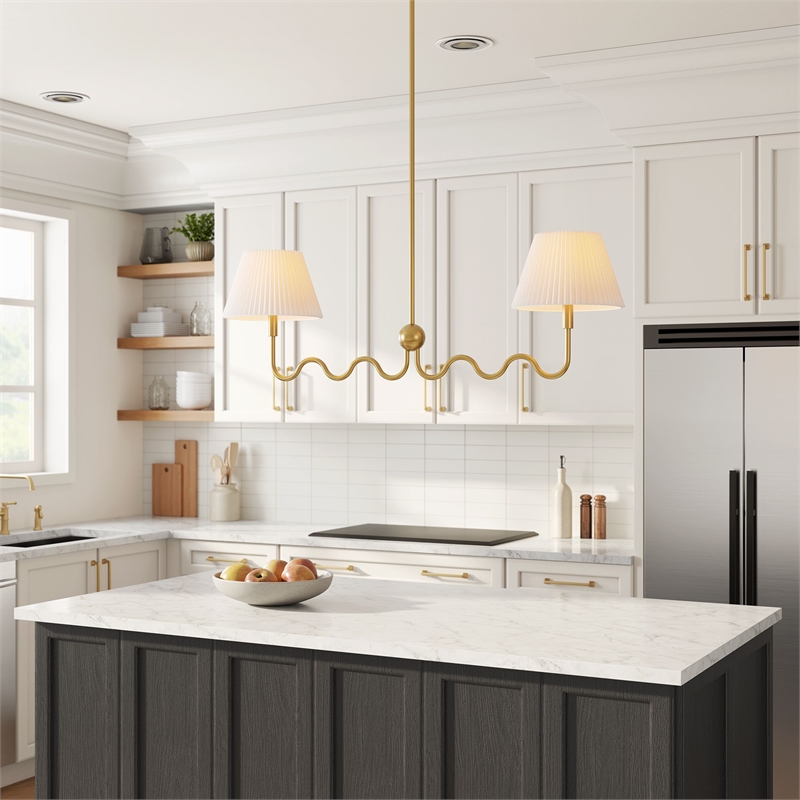 Modway Wave Pendant Light in Brass