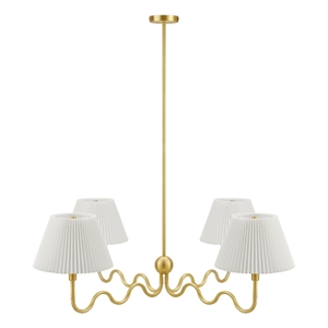 wave pendant light in brass