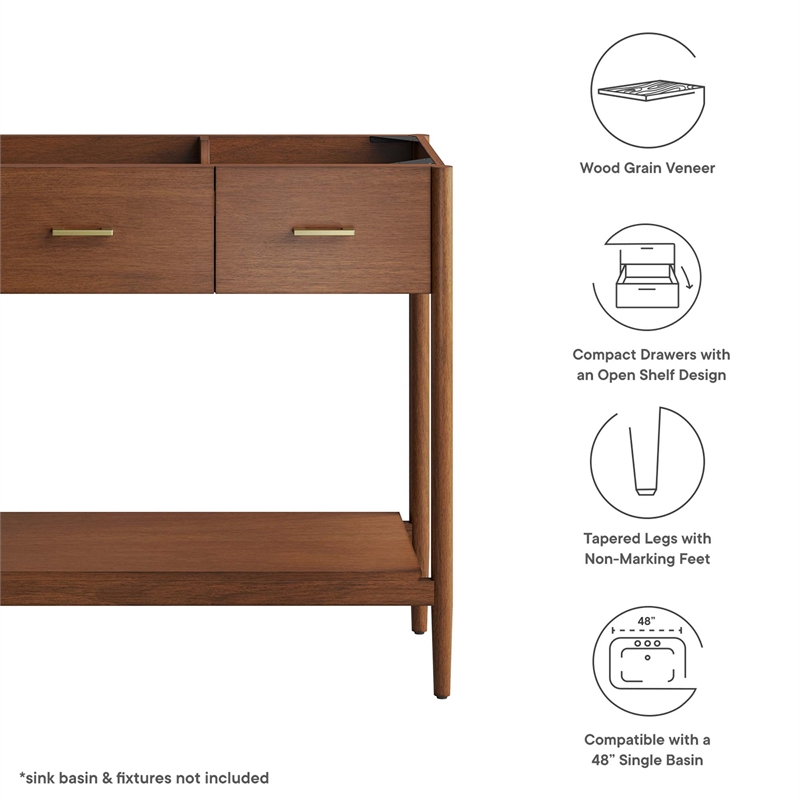 Zaire Bathroom Vanity Cabinet (Sink Basin Not Included) in Walnut