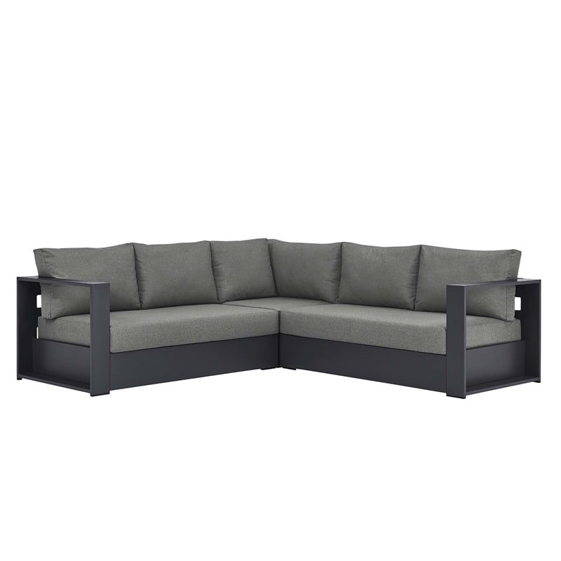 Tahoe 3-Piece Sectional Sofa Set in Gray Charcoal