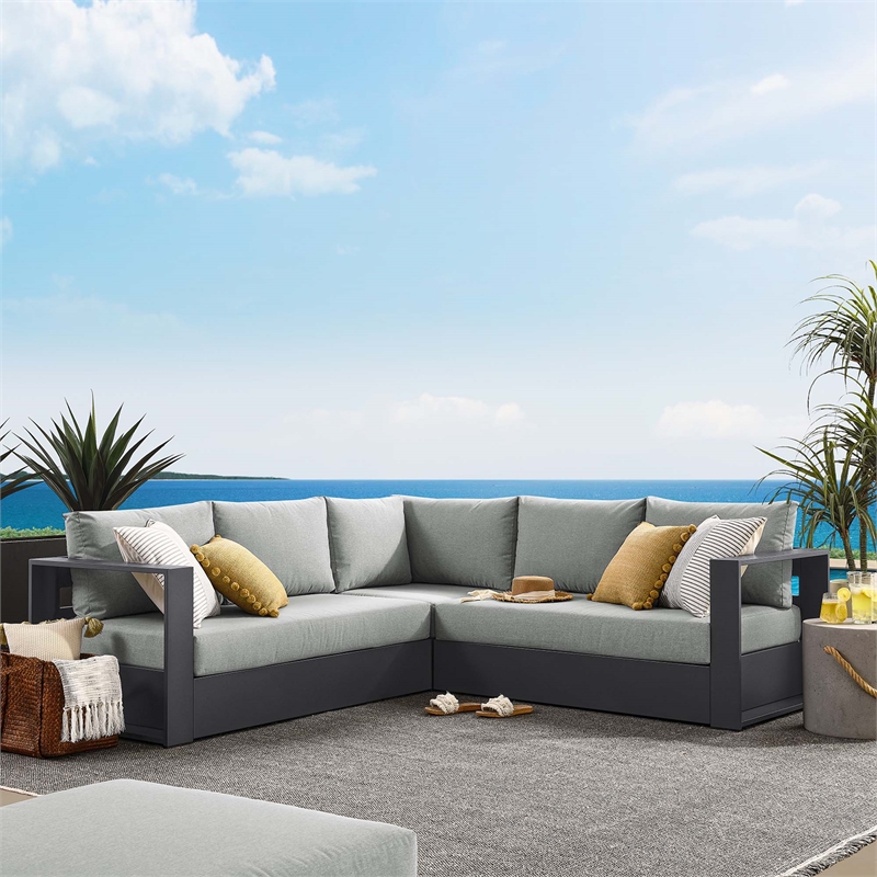 Tahoe 3-Piece Sectional Sofa Set in Gray Gray