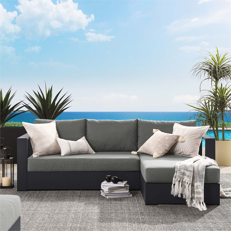 Tahoe 2-Piece Right-Facing Chaise Sectional Sofa Set in Gray Charcoal