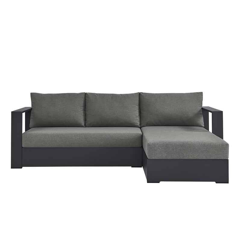 Tahoe 2-Piece Right-Facing Chaise Sectional Sofa Set in Gray Charcoal