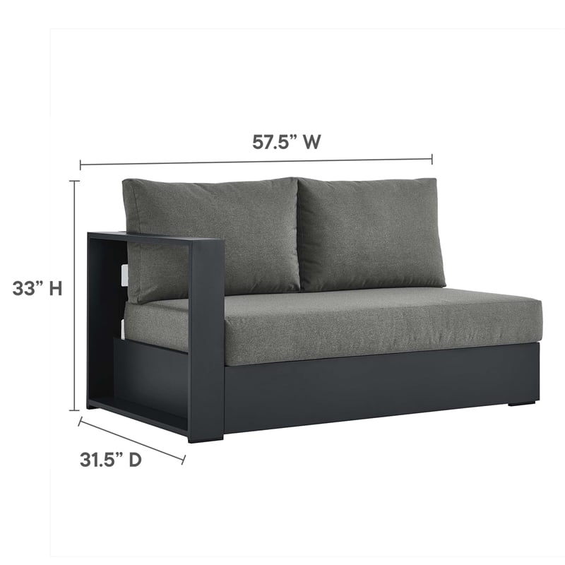 Tahoe 2-Piece Right-Facing Chaise Sectional Sofa Set in Gray Charcoal