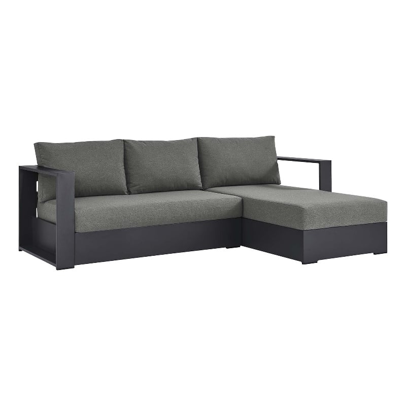 Tahoe 2-Piece Right-Facing Chaise Sectional Sofa Set in Gray Charcoal