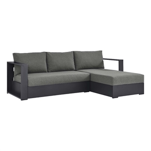 Tahoe 2-Piece Right-Facing Chaise Sectional Sofa Set in Gray Charcoal