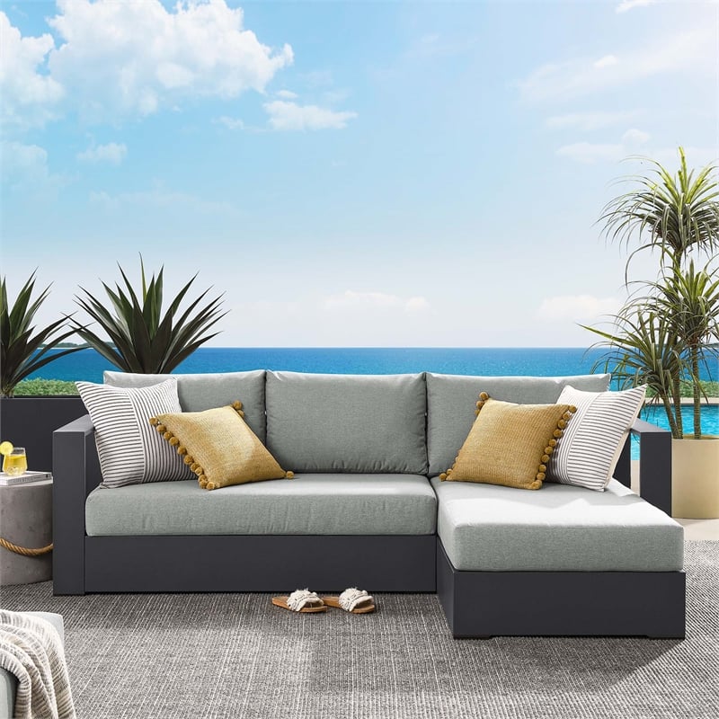 Tahoe 2-Piece Right-Facing Chaise Sectional Sofa Set in Gray Gray