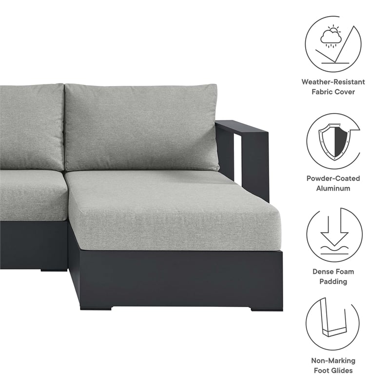 Tahoe 2-Piece Right-Facing Chaise Sectional Sofa Set in Gray Gray