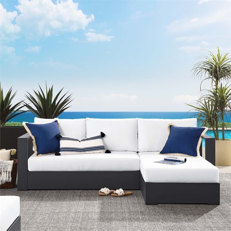 Tahoe 2-Piece Right-Facing Chaise Sectional Sofa Set in Gray White