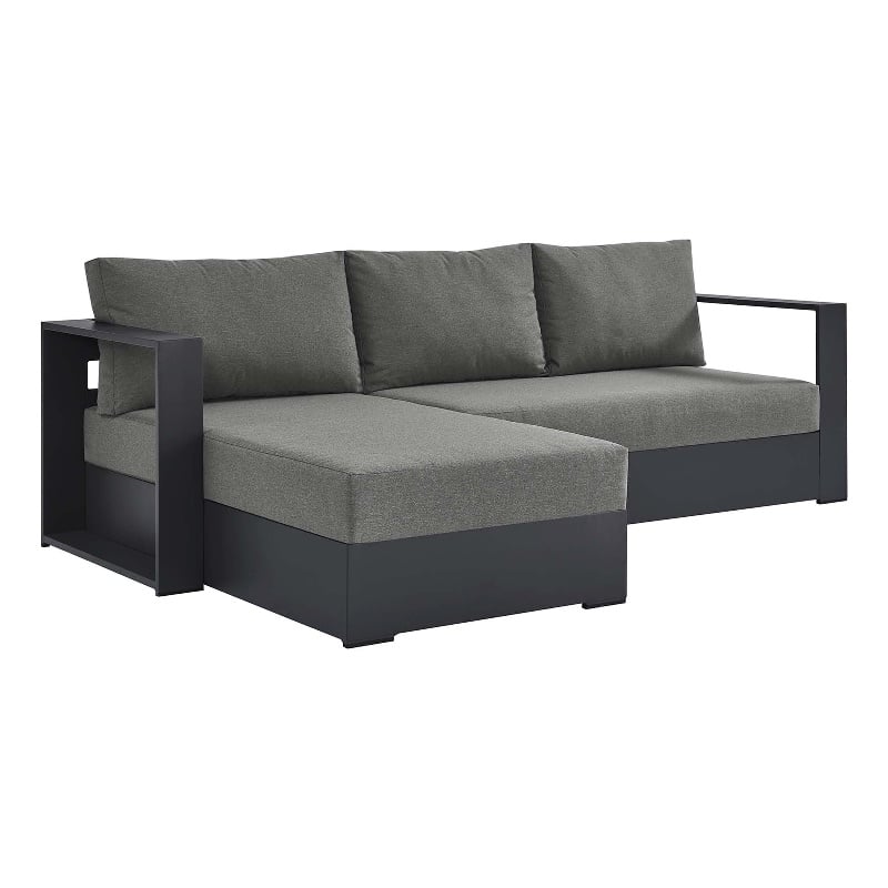 Tahoe 2-Piece Left-Facing Chaise Sectional Sofa Set in Gray Charcoal