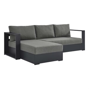 Tahoe 2-Piece Left-Facing Chaise Sectional Sofa Set in Gray Charcoal