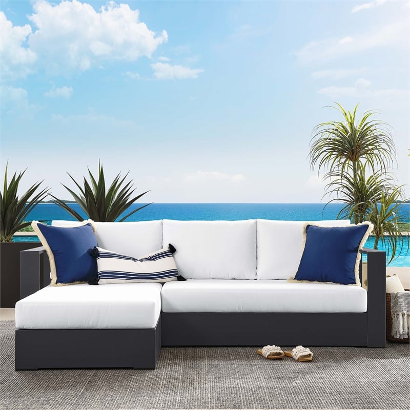 Tahoe 2-Piece Left-Facing Chaise Sectional Sofa Set in Gray White