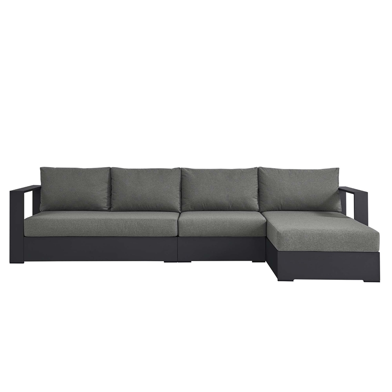 Tahoe 3-Piece Right-Facing Chaise Sectional Sofa Set in Gray Charcoal
