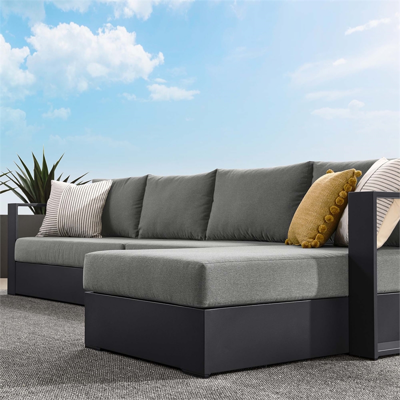 Tahoe 3-Piece Right-Facing Chaise Sectional Sofa Set in Gray Charcoal