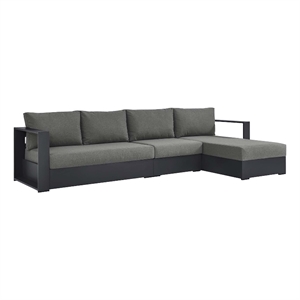 Tahoe 3-Piece Right-Facing Chaise Sectional Sofa Set in Gray Charcoal