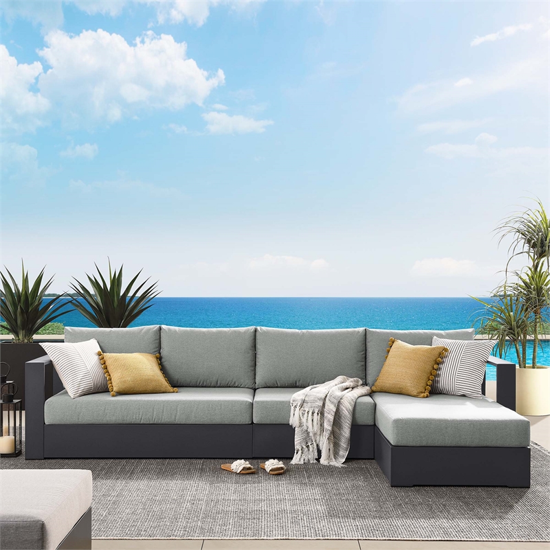 Tahoe 3-Piece Right-Facing Chaise Sectional Sofa Set in Gray Gray