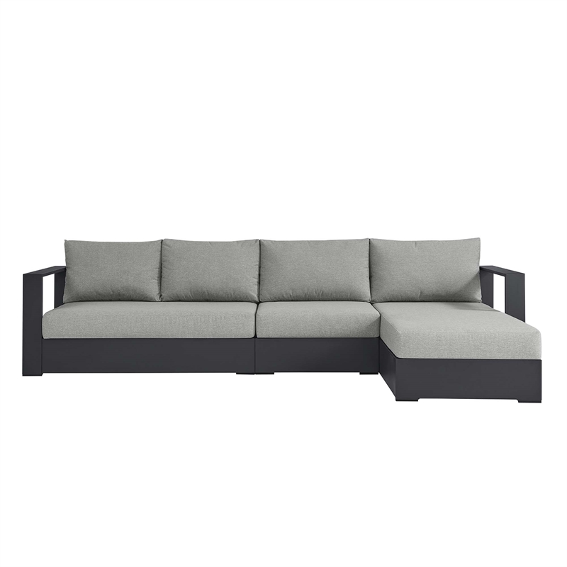 Tahoe 3-Piece Right-Facing Chaise Sectional Sofa Set in Gray Gray