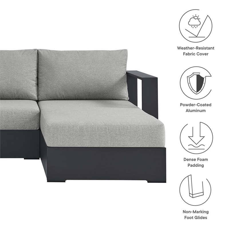Tahoe 3-Piece Right-Facing Chaise Sectional Sofa Set in Gray Gray