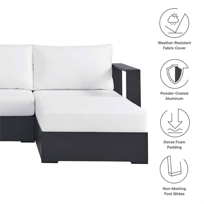 Tahoe 3-Piece Right-Facing Chaise Sectional Sofa Set in Gray White