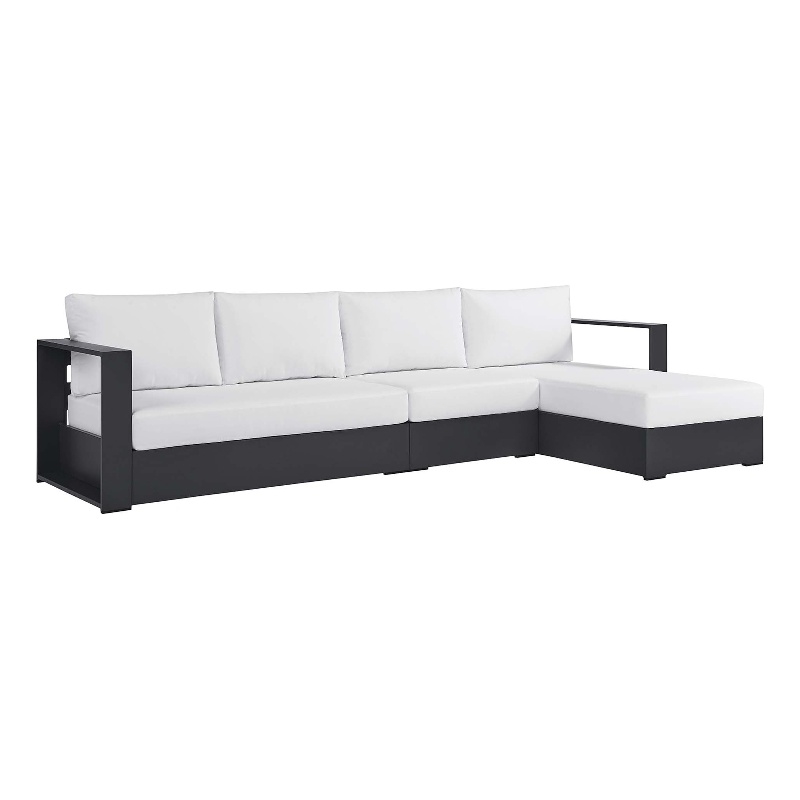 Tahoe 3-Piece Right-Facing Chaise Sectional Sofa Set in Gray White