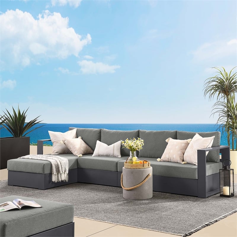 Tahoe 3-Piece Left-Facing Chaise Sectional Sofa Set in Gray Charcoal