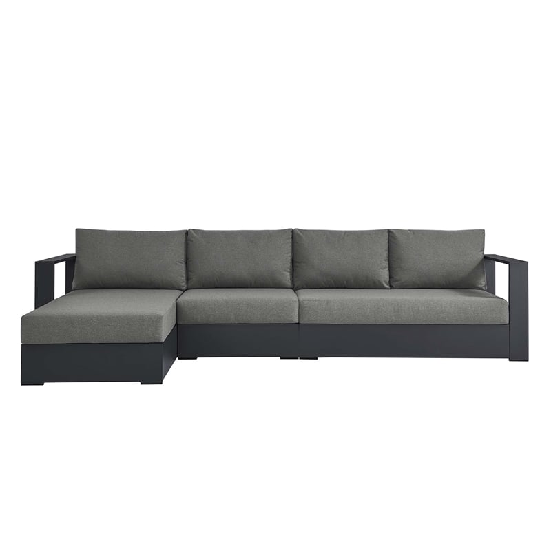 Tahoe 3-Piece Left-Facing Chaise Sectional Sofa Set in Gray Charcoal