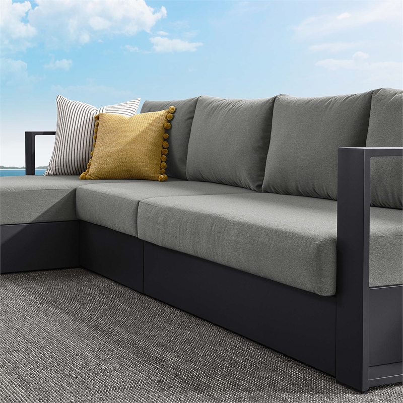 Tahoe 3-Piece Left-Facing Chaise Sectional Sofa Set in Gray Charcoal