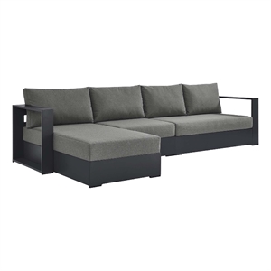 Tahoe 3-Piece Left-Facing Chaise Sectional Sofa Set in Gray Charcoal