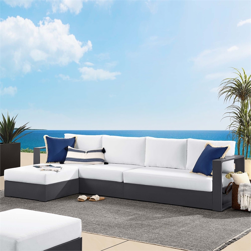 Tahoe 3-Piece Left-Facing Chaise Sectional Sofa Set in Gray White