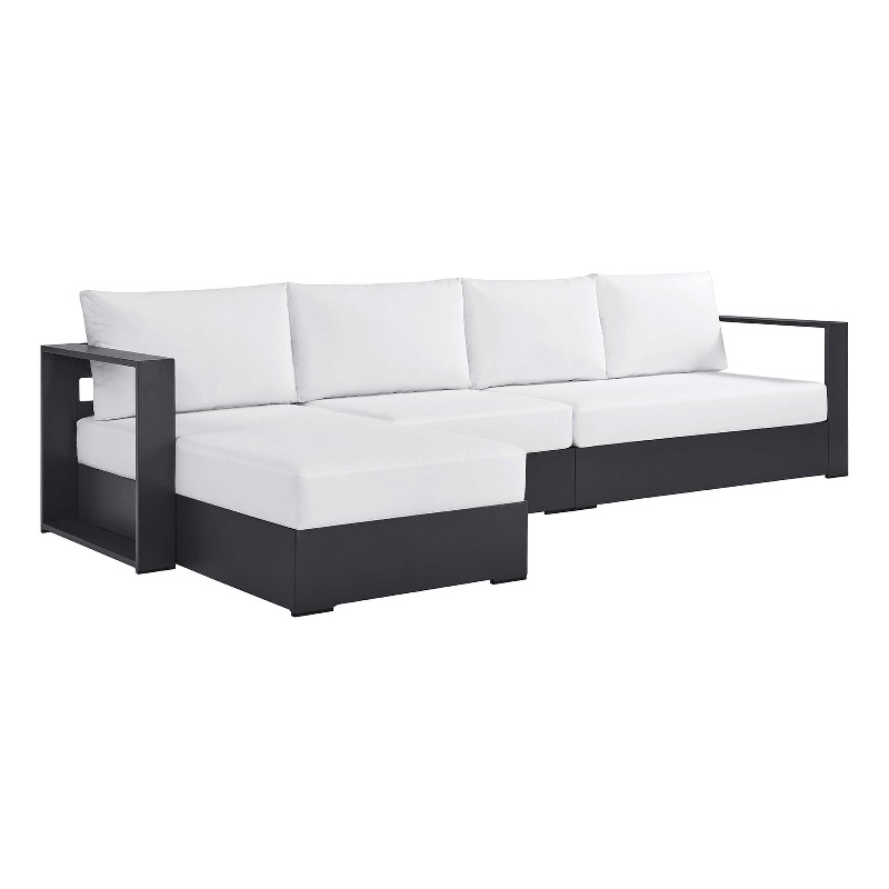 Tahoe 3-Piece Left-Facing Chaise Sectional Sofa Set in Gray White