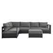 Modway Tahoe Aluminum Outdoor 5-Piece Sectional Sofa Set in Gray Charcoal