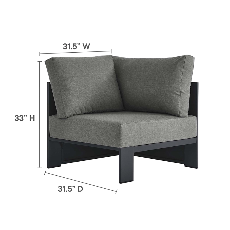 Modway Tahoe Aluminum Outdoor 5-Piece Sectional Sofa Set in Gray Charcoal