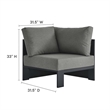 Modway Tahoe Aluminum Outdoor 5-Piece Sectional Sofa Set in Gray Charcoal