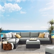 Modway Tahoe Aluminum Outdoor 5-Piece Sectional Sofa Set in Gray Gray