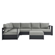 Modway Tahoe Aluminum Outdoor 5-Piece Sectional Sofa Set in Gray Gray