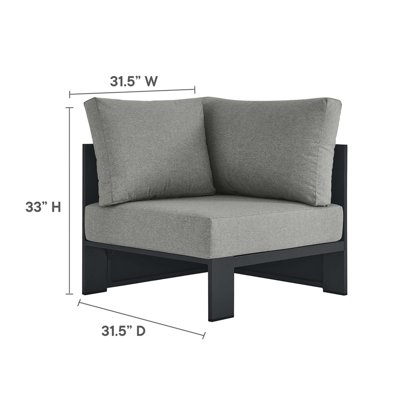 Modway Tahoe Aluminum Outdoor 5-Piece Sectional Sofa Set in Gray Gray