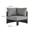 Modway Tahoe Aluminum Outdoor 5-Piece Sectional Sofa Set in Gray Gray